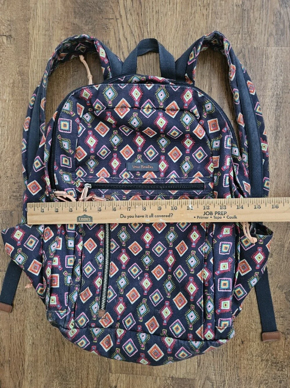 Vera Bradley Navy Backpack with Multicolor Diamond Print